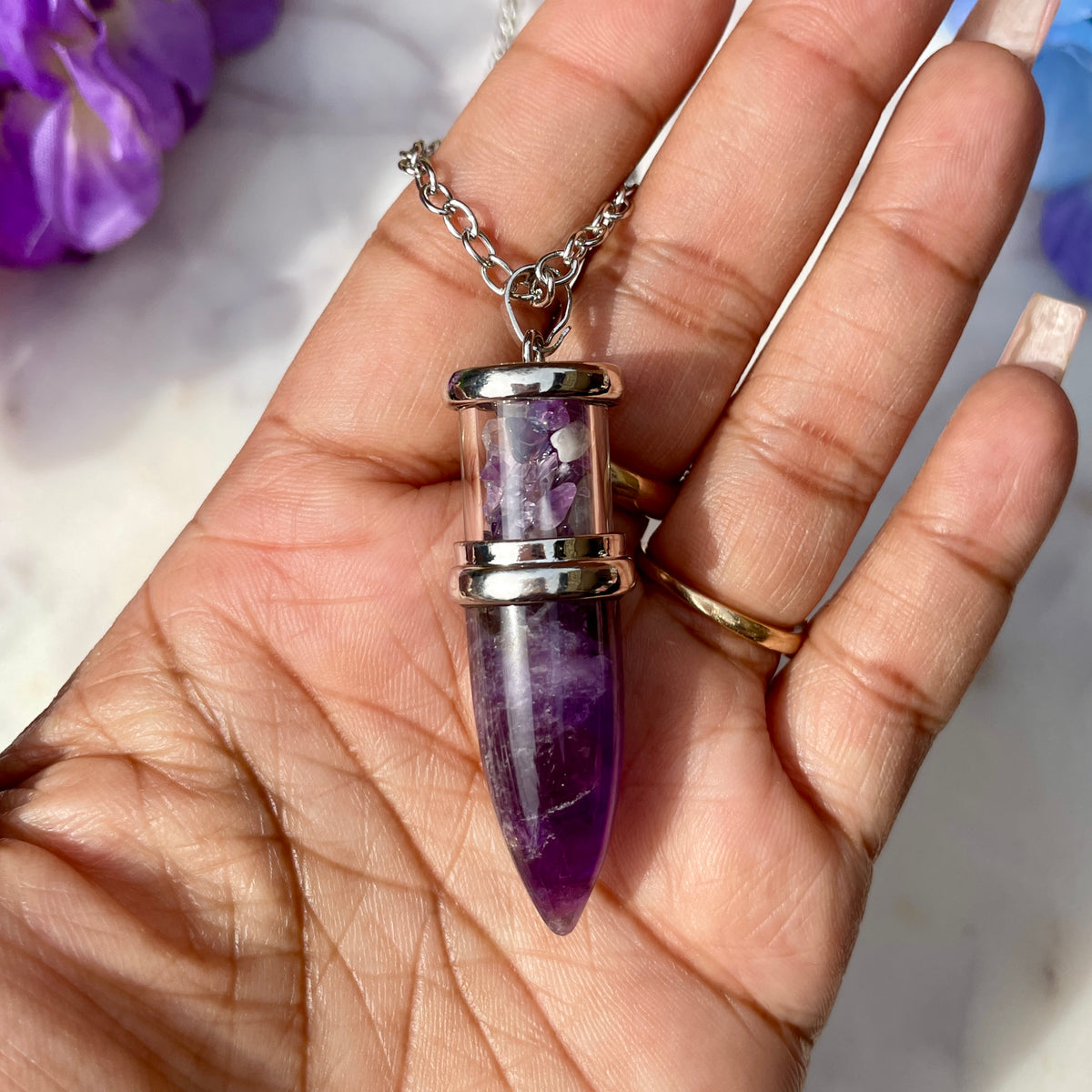 Amethyst crystal 2024 pendant necklace