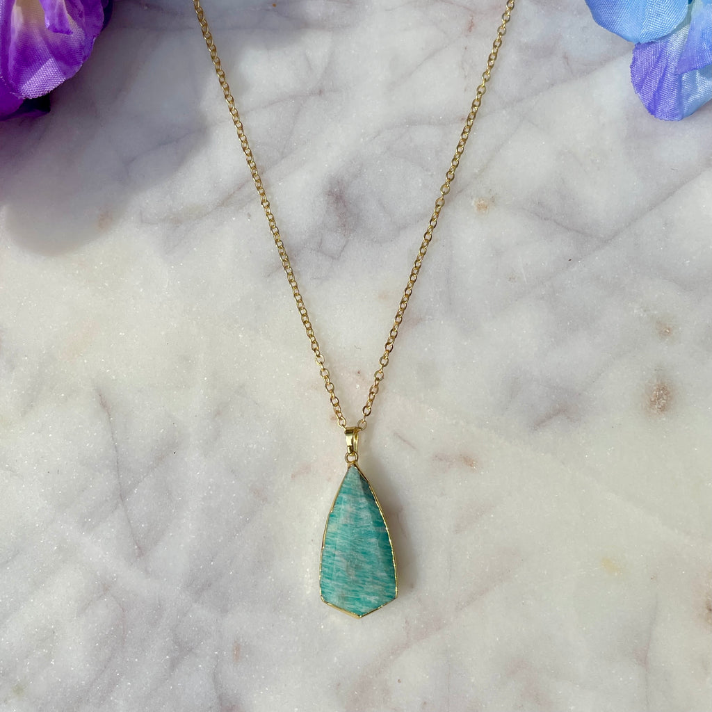 Amazonite Gold Dipped Necklace