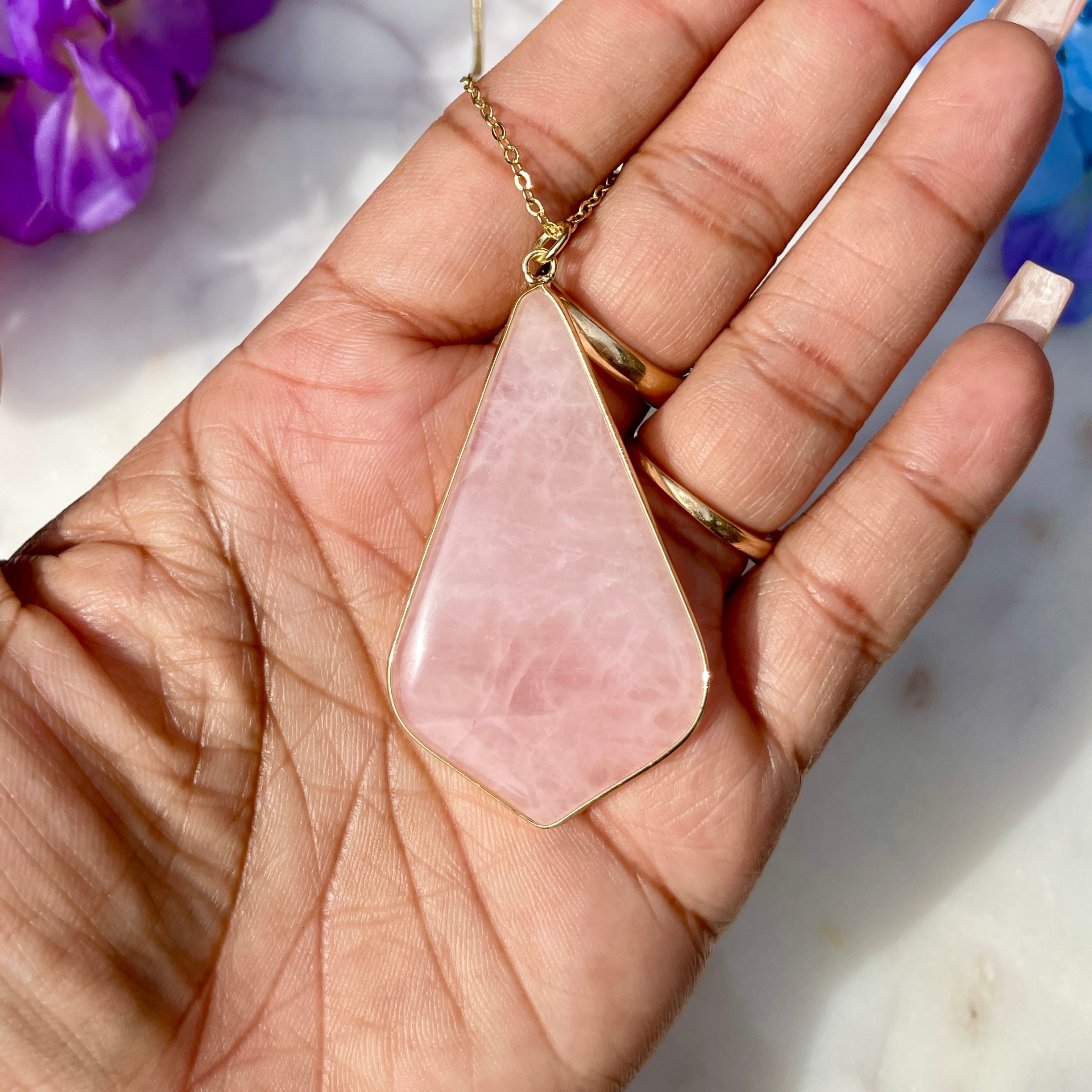 韓国発【TATIANA】Rose quartz Lock Heart Long Necklace/追跡付 ☆関税込☆TATIANA☆Rose quartz Lock Heart Long Necklace