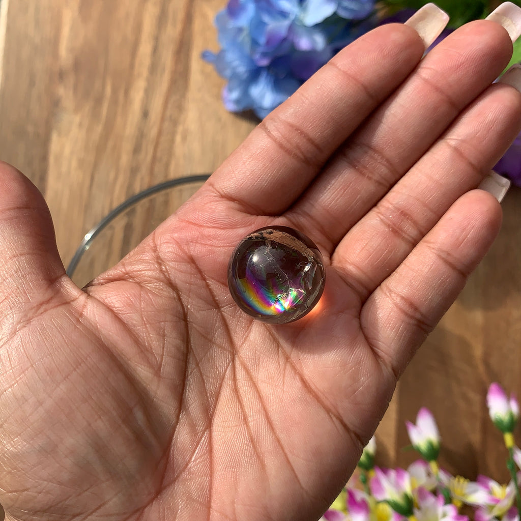Smoky Quartz Mini Sphere with Rainbows