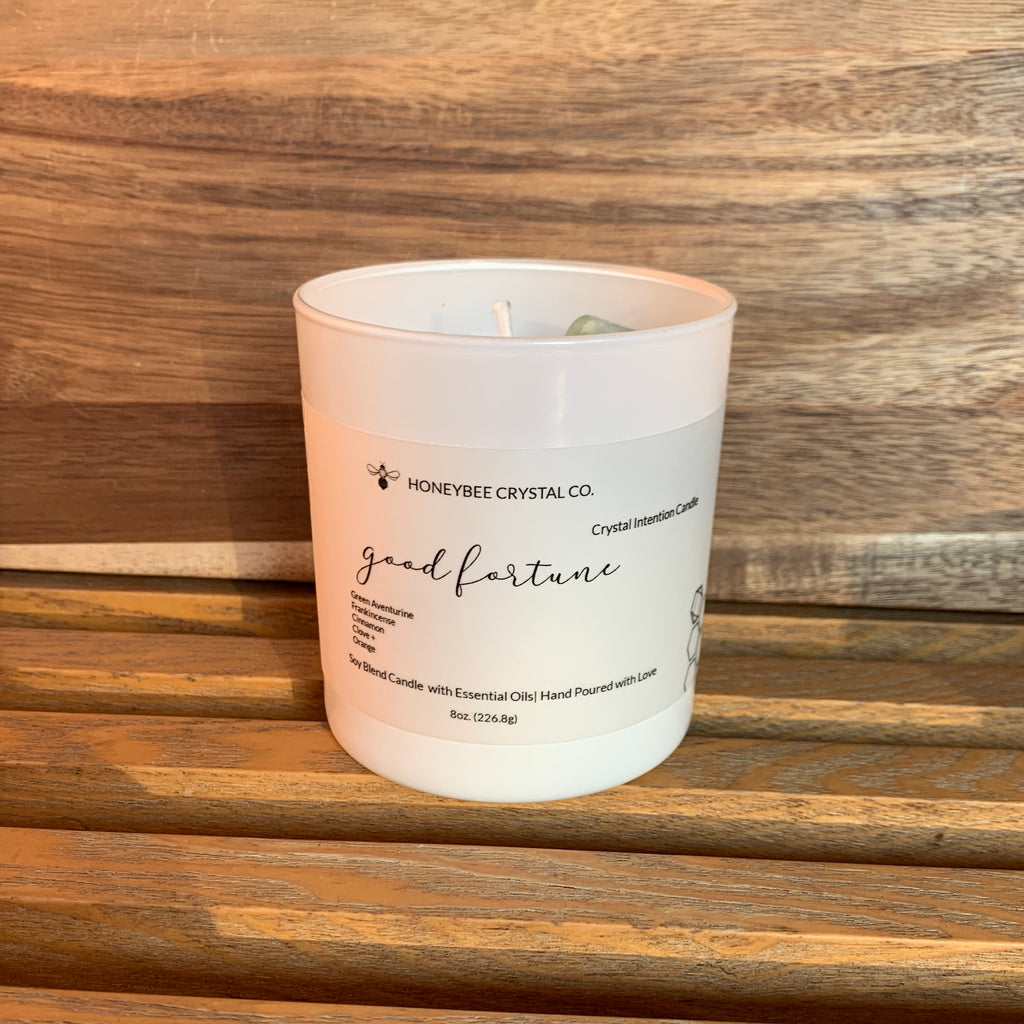 Crystal Intention Candle: Good Fortune